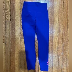 Lululemon x Soulcycle Blue Leggings with Pink Skull Logo
